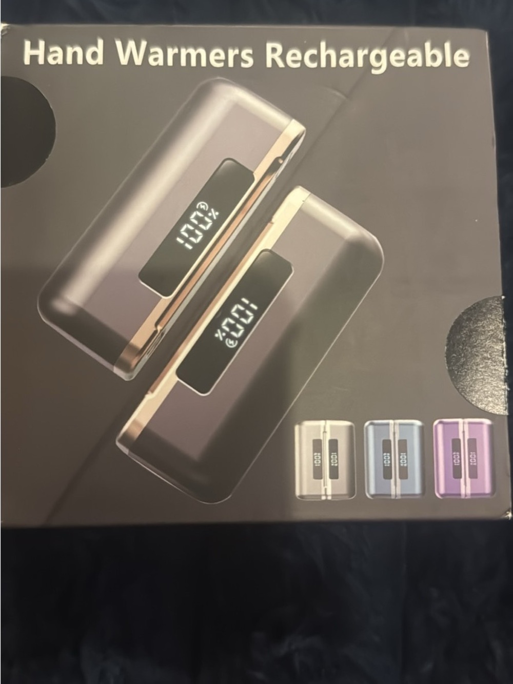 Rechargeable Digital Hand Warmer Power Bank - Metallic Black & Rose Gold